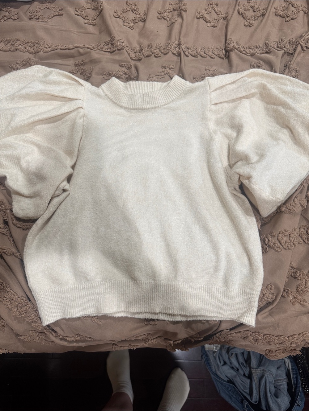 Future Collective Cream Ribbed Knit Sweater